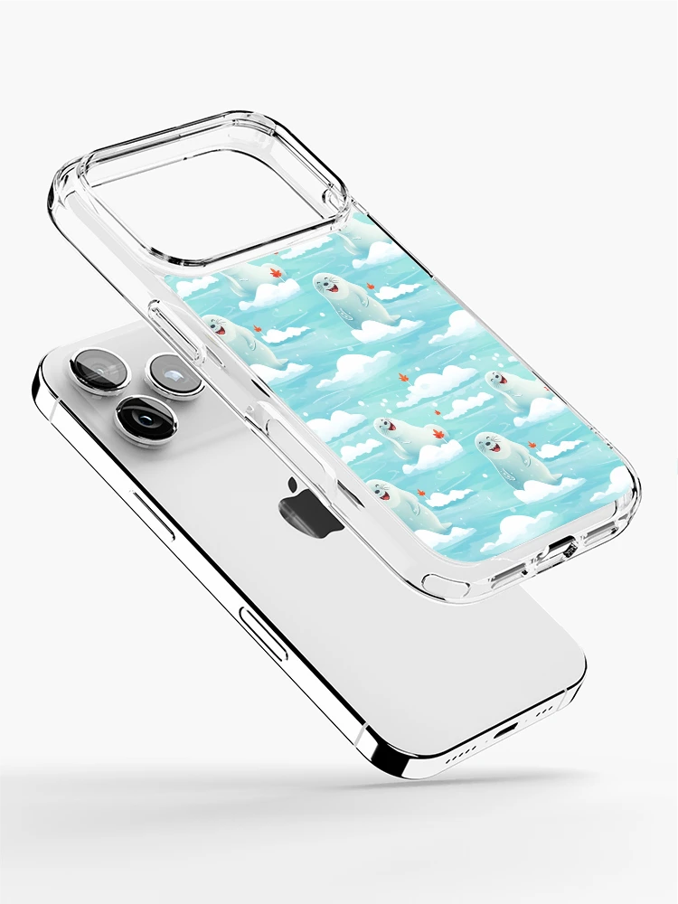 Thumbnail 2 of 5, iPhone Case, Cute seals on cloud pattern designed and sold by TrPatternLab.