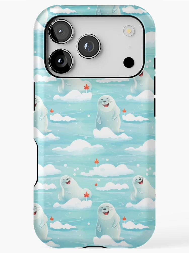 Thumbnail 1 of 4, iPhone Case, Cute seals on cloud pattern designed and sold by TrPatternLab.
