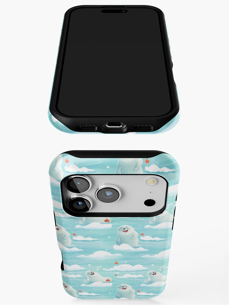 Thumbnail 3 of 4, iPhone Case, Cute seals on cloud pattern designed and sold by TrPatternLab.