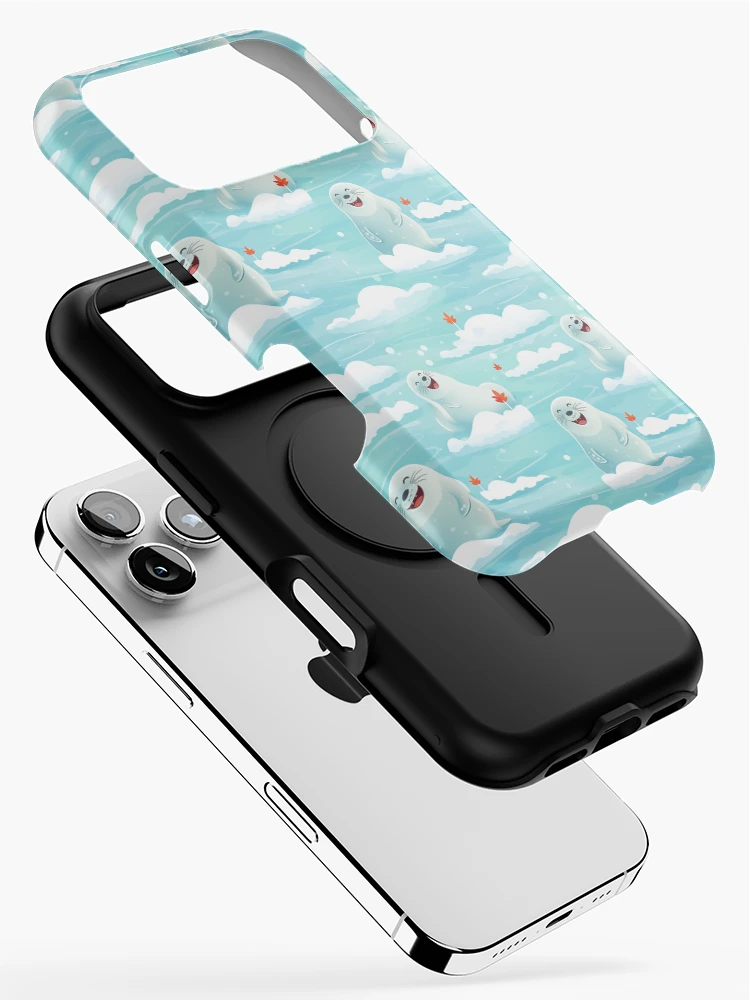 Thumbnail 2 of 4, iPhone Case, Cute seals on cloud pattern designed and sold by TrPatternLab.