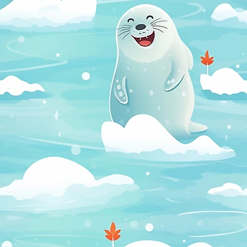Artwork thumbnail, Cute seals on cloud pattern by TrPatternLab