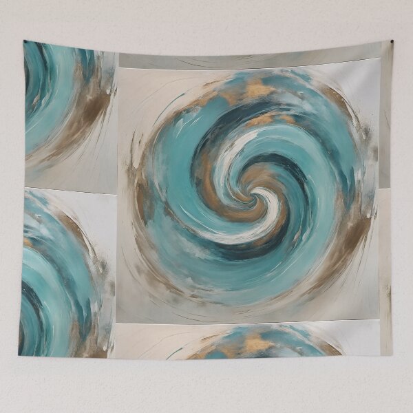 Item preview, Blue golden spiral Geometric abstract artpiece, reality designed and sold by Coolparrotgirl.