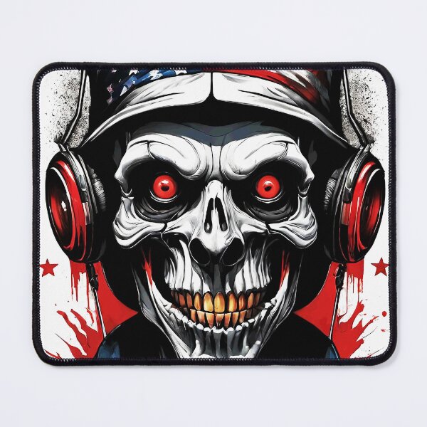Item preview, Skull with American Flag Hat and Headphones Illustration designed and sold by ironpalette.