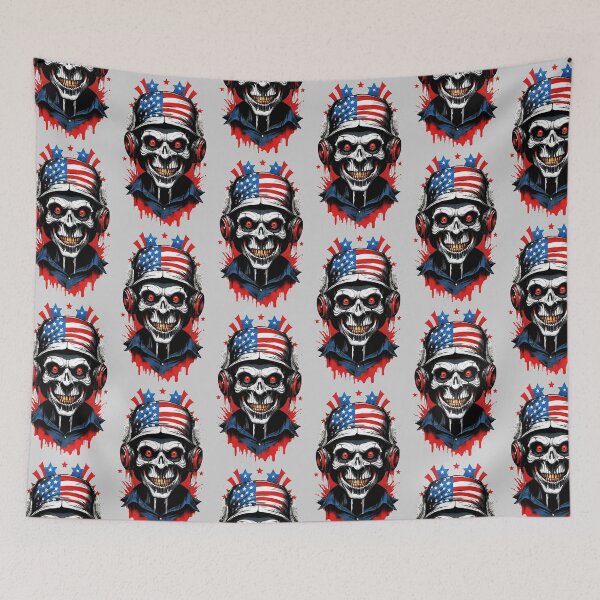 Item preview, Skull with American Flag Hat and Headphones Illustration designed and sold by ironpalette.