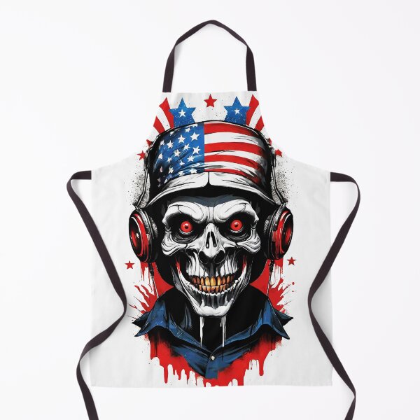 Item preview, Skull with American Flag Hat and Headphones Illustration designed and sold by ironpalette.