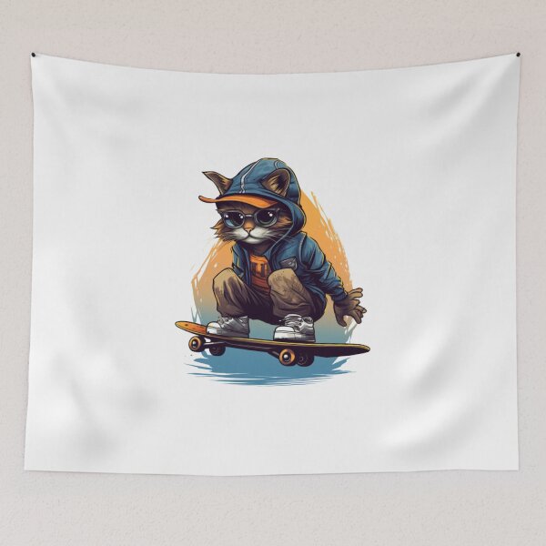 Item preview, cat playing skateboard designed and sold by Thong-D.
