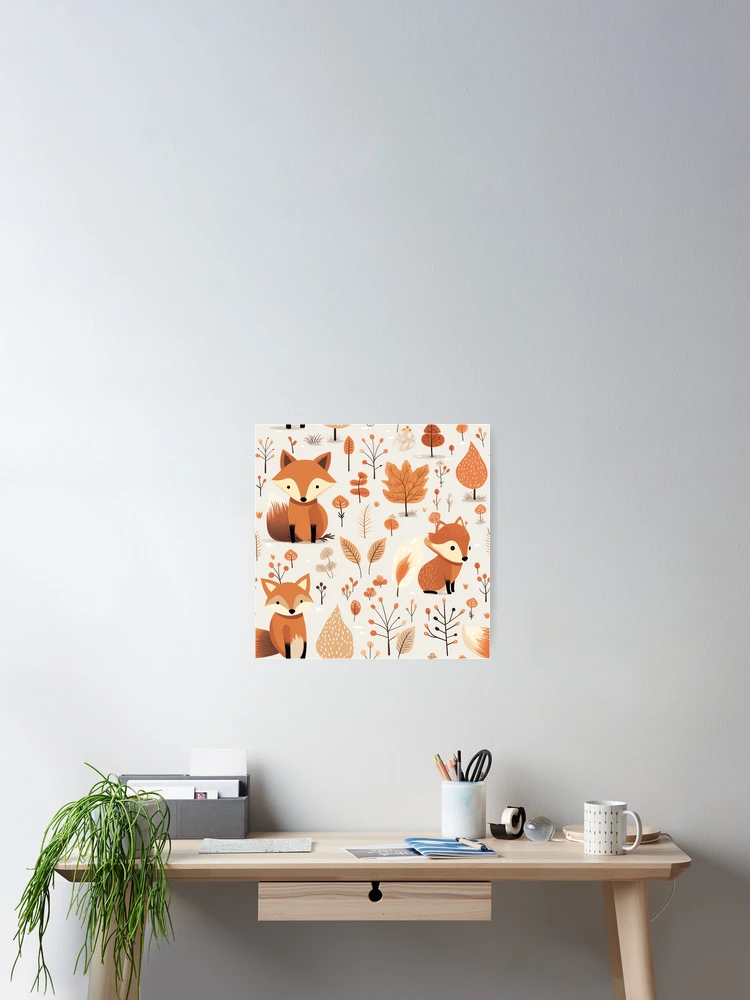 Thumbnail 2 of 3, Poster, Cute fox pattern designed and sold by TrPatternLab.