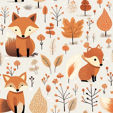 Artwork thumbnail, Cute fox pattern by TrPatternLab