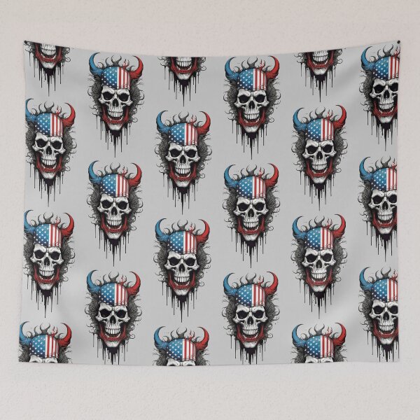 Item preview, Skull with American Flag Beanie Illustration designed and sold by ironpalette.