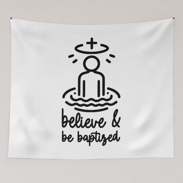 Item preview, Believe And Be Baptized. Baptism Black And White designed and sold by PMCreative.
