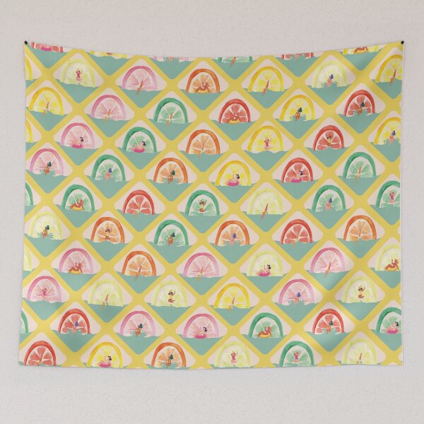 Item preview, Colorful and fun lozenges and lemons print designed and sold by studiolavander.