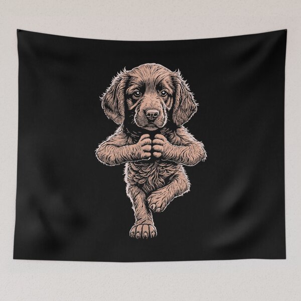 Aperçu de l'œuvre Boykin Spaniel Chien Yoga Chiot Chiens drôles Pose d'arbre Asana créée et vendue par GrandeDuc.