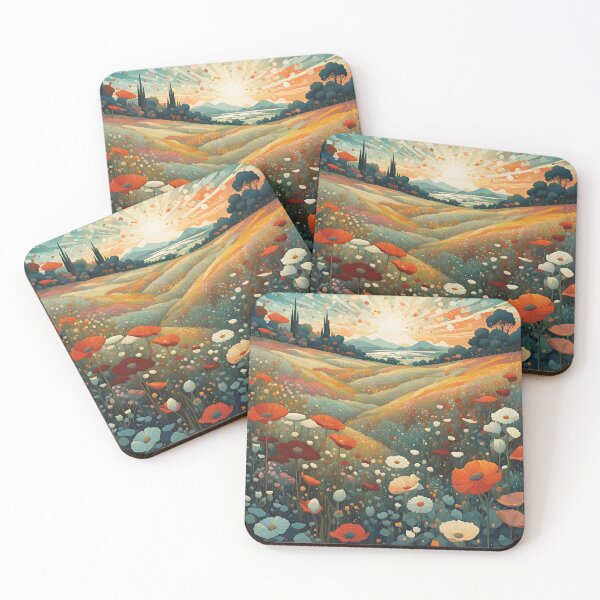 Item preview, Field with wildflowers and sunset,  designed and sold by Coolparrotgirl.