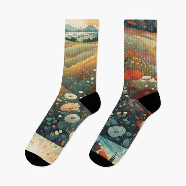 Item preview, Field with wildflowers and sunset,  designed and sold by Coolparrotgirl.