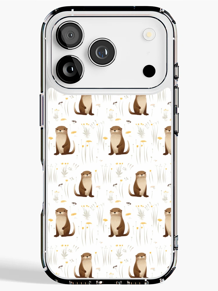 Thumbnail 1 of 5, iPhone Case, Cute otters pattern designed and sold by TrPatternLab.