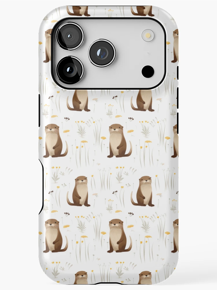 Thumbnail 1 of 4, iPhone Case, Cute otters pattern designed and sold by TrPatternLab.