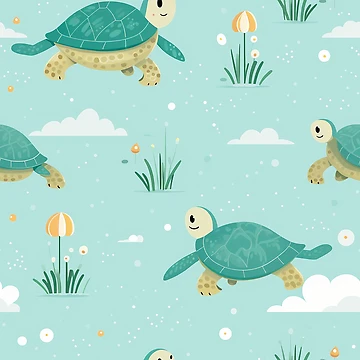Artwork thumbnail, Cute Baby turtles pattern by TrPatternLab