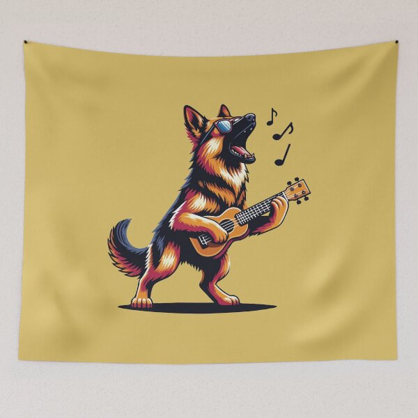 Item preview, Dog Playing Guitar Singing German Shepherd Alsatian Funny designed and sold by d247.