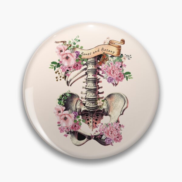 Item preview, Bones and botany, ribcage full of pink flowers, roses and leaves, Anatomy Art,, thoracicy, black and white, leaves anatomy Ribcage, rib cage, anatomy skeleton designed and sold by Collagedream.