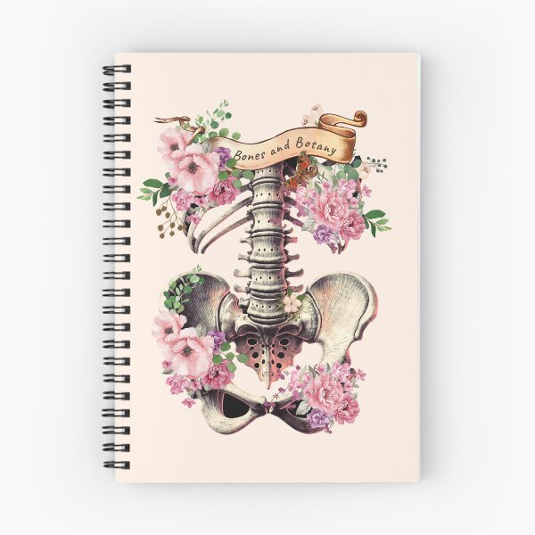 Item preview, Bones and botany, ribcage full of pink flowers, roses and leaves, Anatomy Art,, thoracicy, black and white, leaves anatomy Ribcage, rib cage, anatomy skeleton designed and sold by Collagedream.