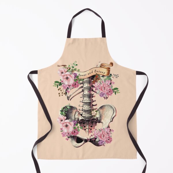 Item preview, Bones and botany, ribcage full of pink flowers, roses and leaves, Anatomy Art,, thoracicy, black and white, leaves anatomy Ribcage, rib cage, anatomy skeleton designed and sold by Collagedream.