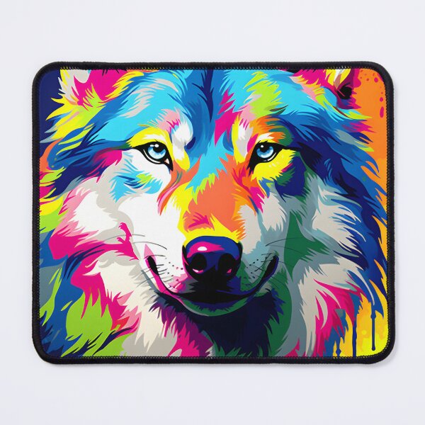 Item preview, wolf portraits drawing. animal colorful. Animal throw pillow.  designed and sold by formform.