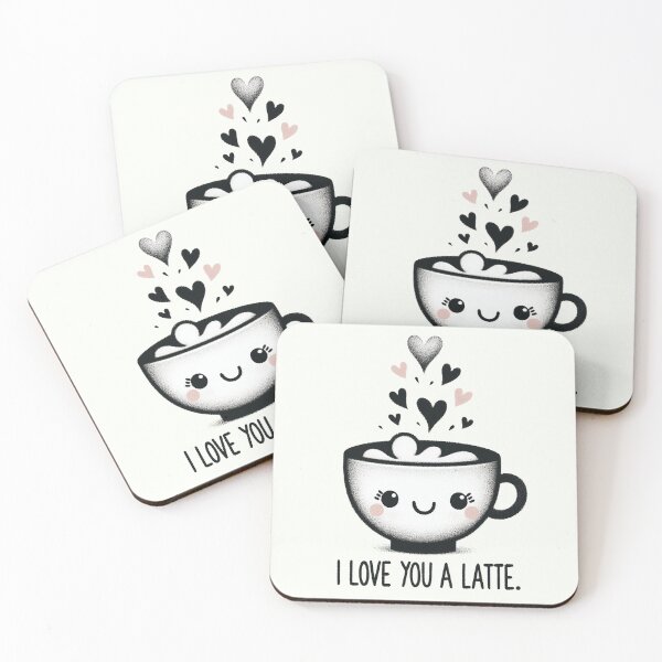 Item preview, "I LOVE YOU A LATTE" - Cute Coffee Cup Illustration designed and sold by RuyaFab.
