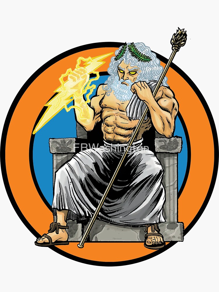 Thumbnail 3 of 3, Sticker, Zeus Watching designed and sold by FBWashington.