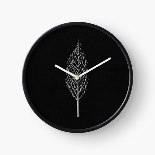 Silver tree embossed on black material Clock