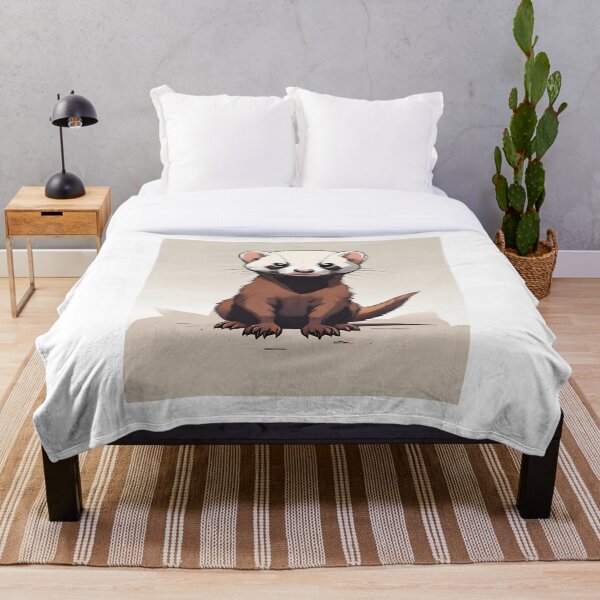 Aperçu de l'œuvre  Furet mignon sur fond blanc, cadeau parfait, amour des animaux créée et vendue par xiaidex.