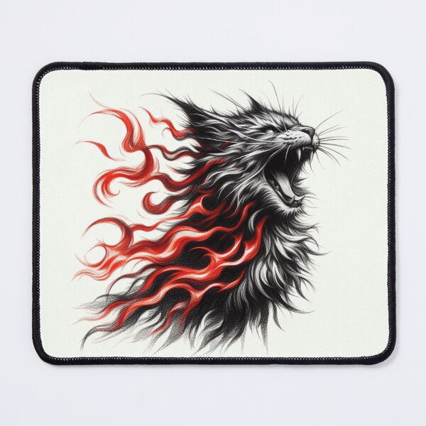 Item preview, Fiery Feline Roar - Intense Cat Illustration designed and sold by RuyaFab.