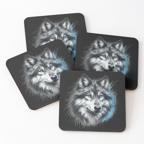Item preview, Majestic Wolf with Blue Eyes - Canine Portrait Illustration designed and sold by RuyaFab.