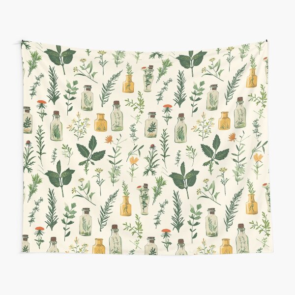 Item preview, Vintage Herbal Remedies Botanical Tapestry designed and sold by PBJArt.