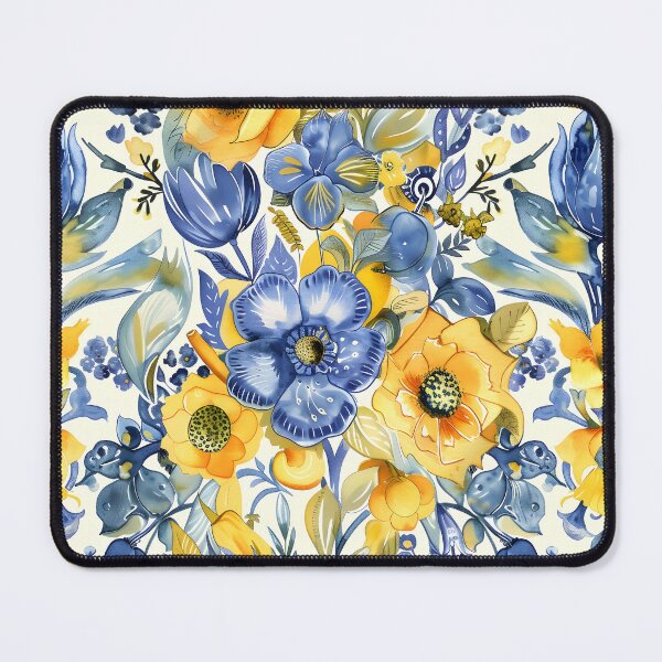 Item preview, Ukraine Retro 30s Floral Vintage Yellow Blue Ukrainian Pattern designed and sold by SecretDicer.