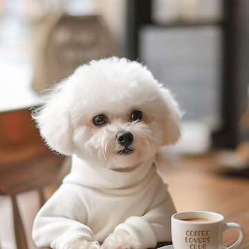 Artwork thumbnail, Bichon Frise Drinking Coffee Coffee Lovers Club by SHMLV by Shmoylov-Art