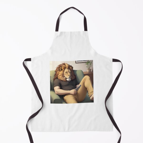 Item preview, A cartoon of a lion sitting on the couch watching TV. designed and sold by pretty-Designed.
