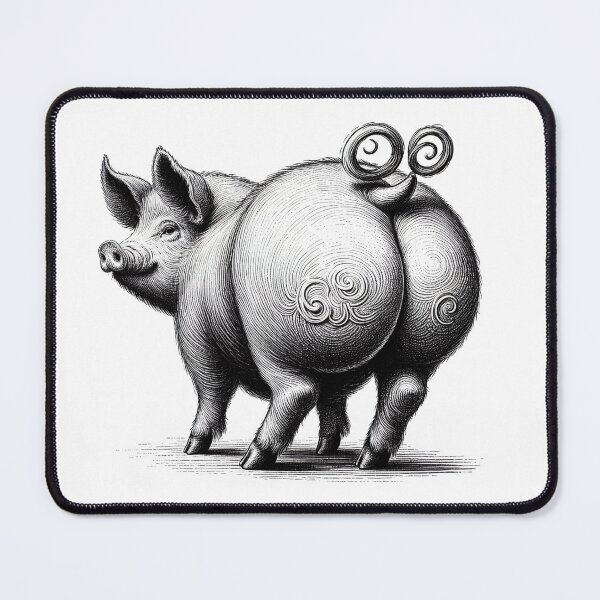 Item preview, Whimsical Pen and ink drawing of a pigs hairy bottom designed and sold by EdgyEdgeArt.