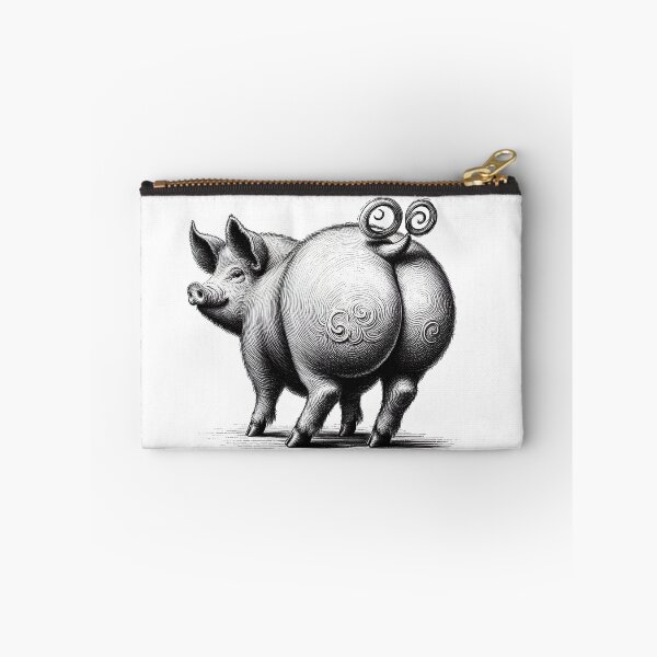 Item preview, Whimsical Pen and ink drawing of a pigs hairy bottom designed and sold by EdgyEdgeArt.