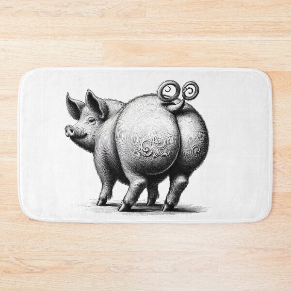 Item preview, Whimsical Pen and ink drawing of a pigs hairy bottom designed and sold by EdgyEdgeArt.