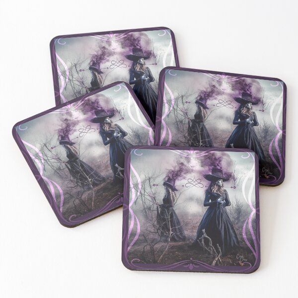 Item preview, Gothic Witches in Purple Haze with Ornate Border designed and sold by Art.Fusion.Studio.