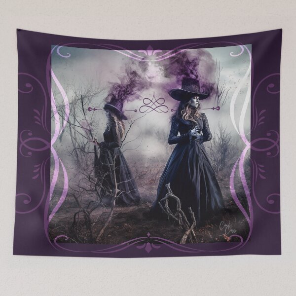 Item preview, Gothic Witches in Purple Haze with Ornate Border designed and sold by Art.Fusion.Studio.