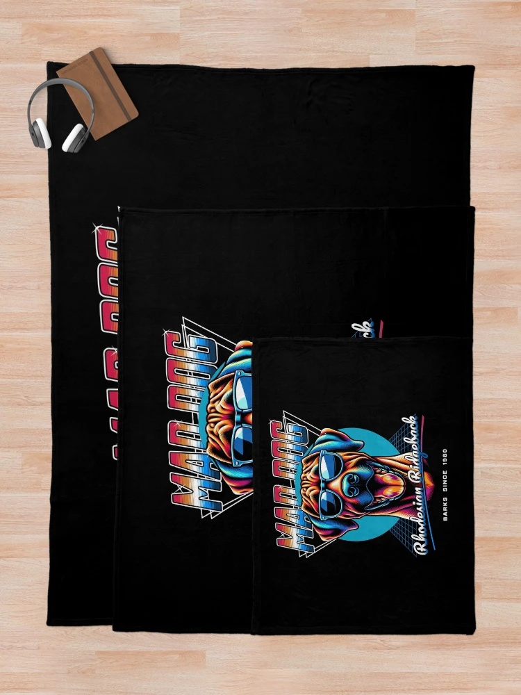 Thumbnail 5 of 6, Throw Blanket, Mad Dog Rhodesian Ridgeback Dog designed and sold by RedDesignSyc.