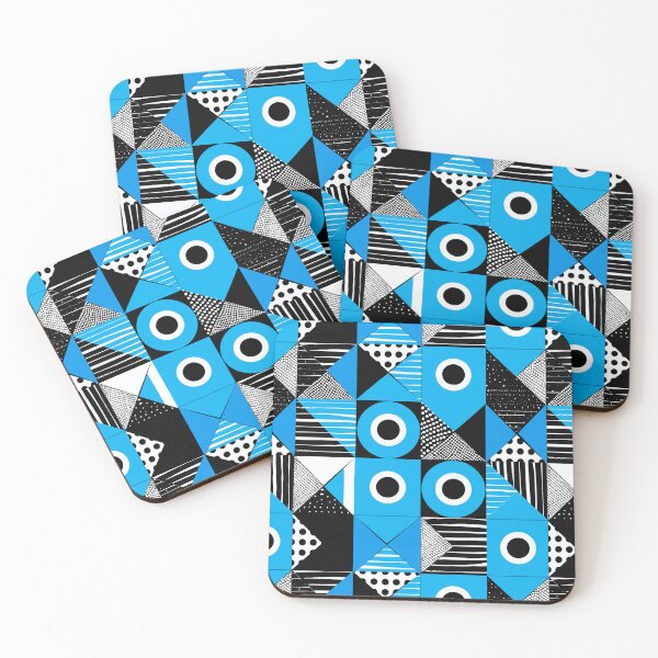Item preview, Blue and Black Shapes Abstract Pattern  designed and sold by palaco210.