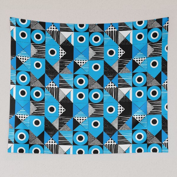 Item preview, Blue and Black Shapes Abstract Pattern  designed and sold by palaco210.