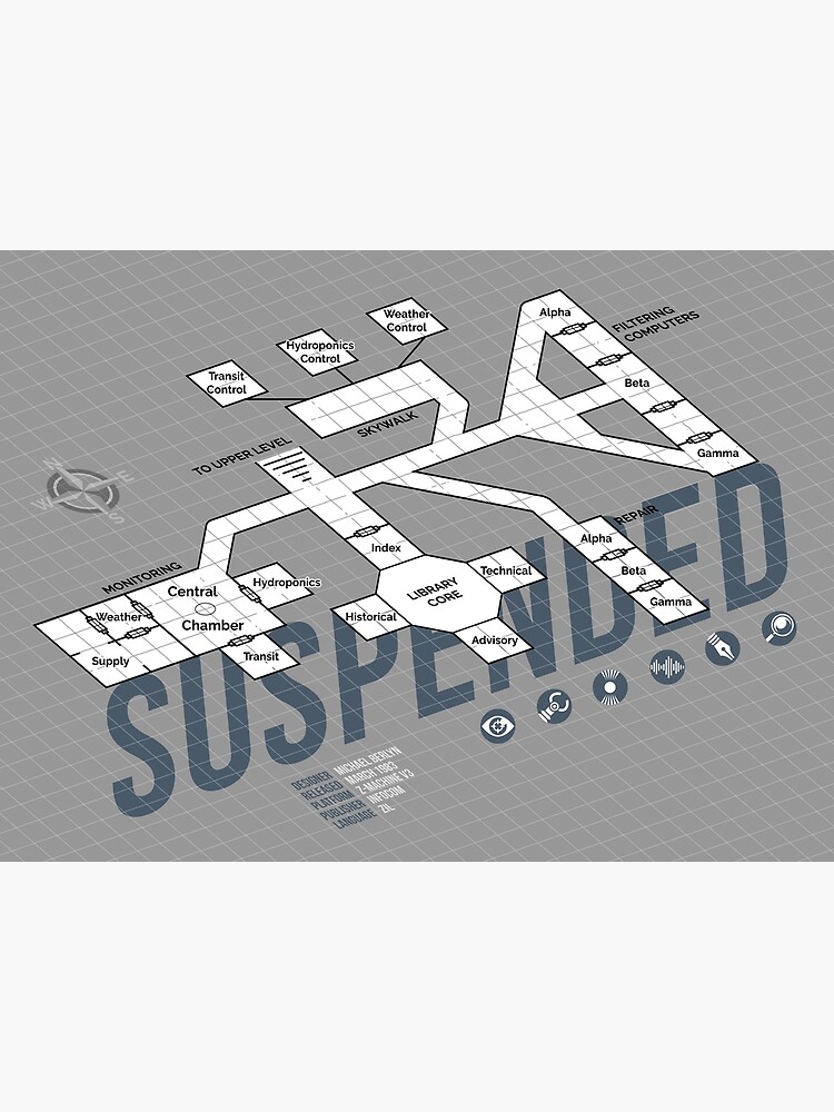 Thumbnail 3 of 3, Poster, Infocom Suspended Game Map designed and sold by aaronareed.