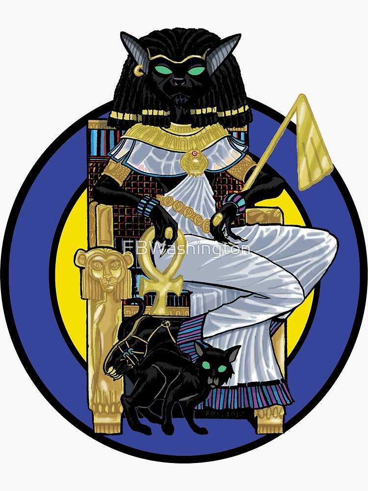 Thumbnail 3 of 3, Sticker, Bastet Watching designed and sold by FBWashington.