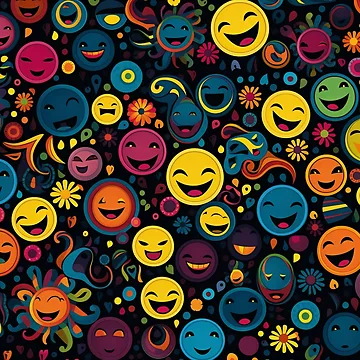 Artwork thumbnail, Happy faces pattern colorful pattern by SmileshareShop