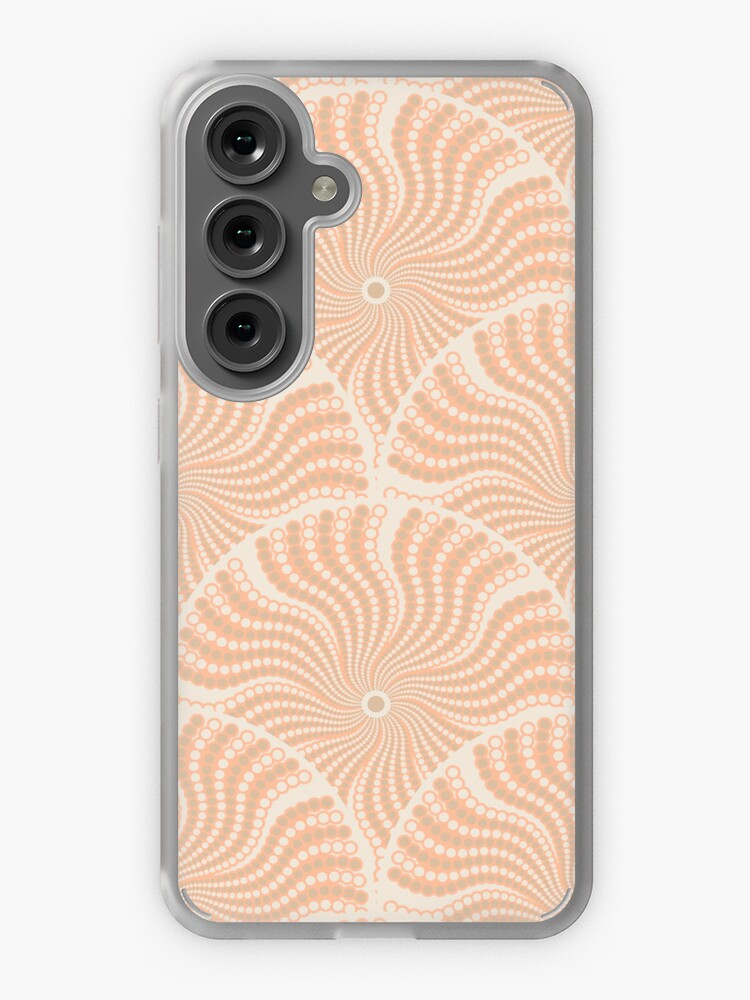 Samsung Galaxy Phone Case, Sand Swirl Peach Plethora Dot Mandala Scallop designed and sold by Triplicate Limited