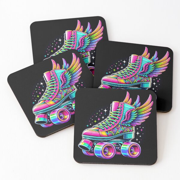 Item preview, Neon Flight - Rainbow Winged Roller Skate Design designed and sold by M-ormin.