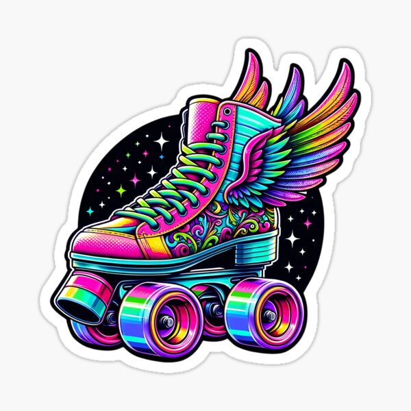 Item preview, Neon Flight - Rainbow Winged Roller Skate Design designed and sold by M-ormin.